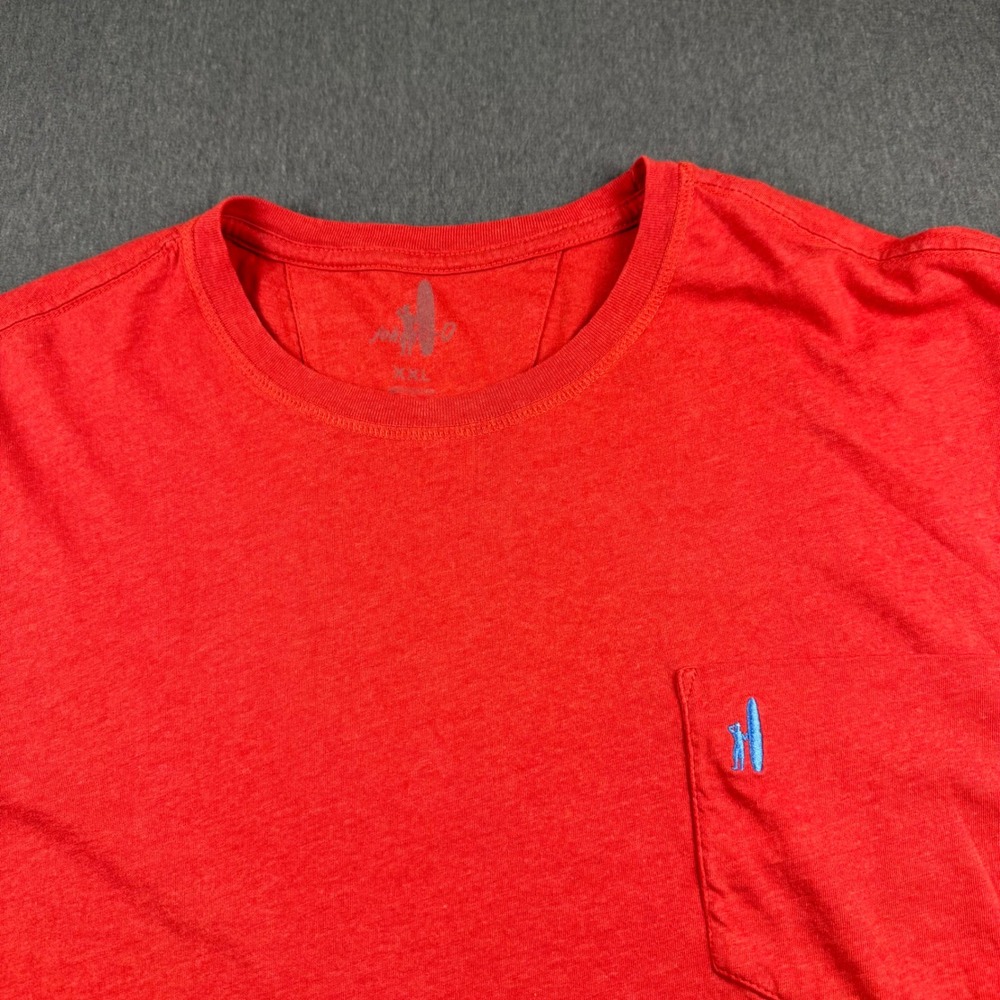 Johnnie-O Mens XXL Red Long Sleeve Pocket T-Shirt Cotton Surfer Logo Heathered